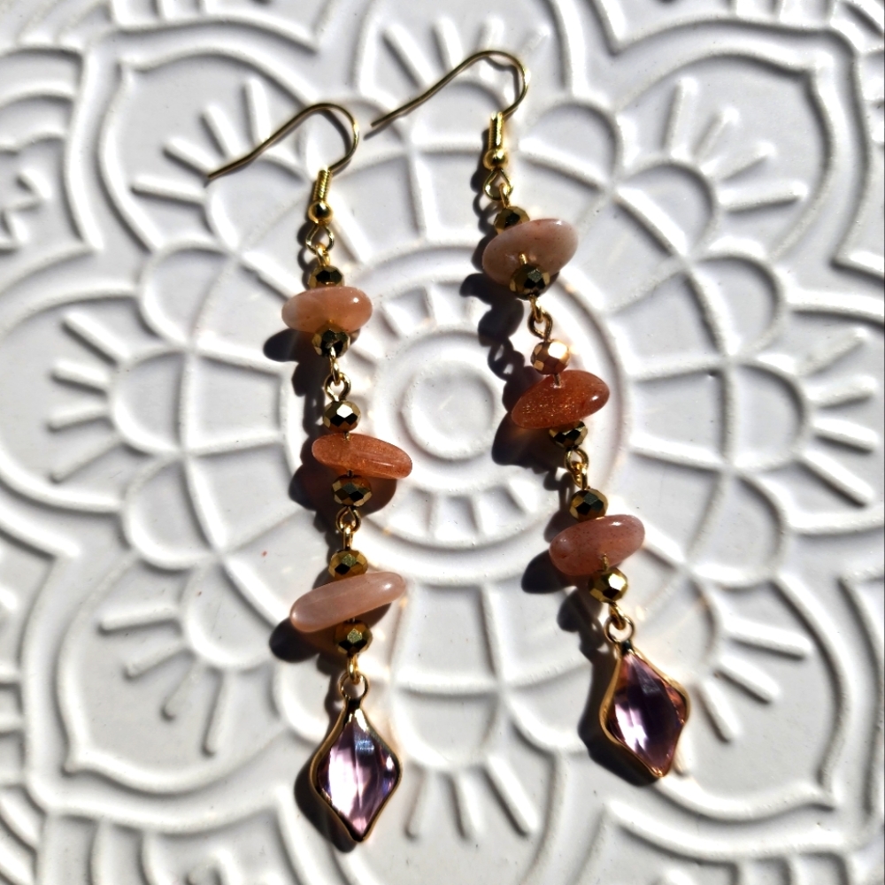 Natural sandstone earrings 4 inch long handmade